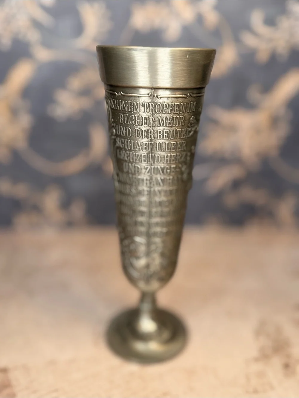 Vintage Frieling Zinn German Pewter Relief Goblet Made in Germany